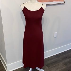 Theory burgundy crepe slip midi stress